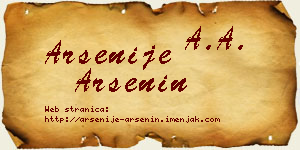 Arsenije Arsenin vizit kartica